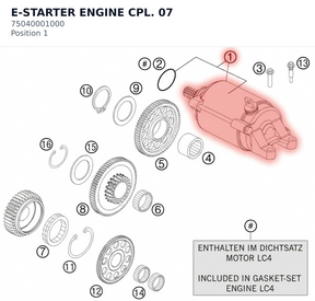 Diagram preview: E-STARTER ENGINE CPL.       07 (75040001000)