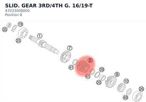 Diagram preview: SLID. GEAR 3RD/4TH G. 16/19-T (47033008000)