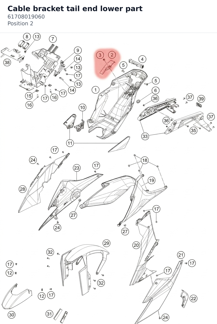 Diagram preview: Cable bracket tail end lower part (61708019060)