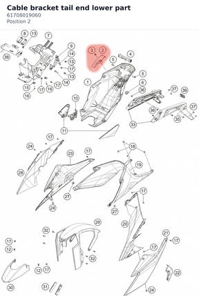 Diagram preview: Cable bracket tail end lower part (61708019060)