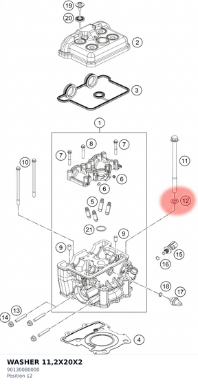 Diagram preview: WASHER 11,2X20X2 (90130080000)