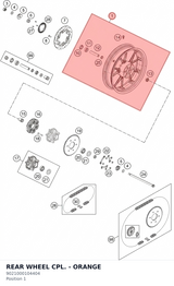 Diagram preview: REAR WHEEL CPL. - ORANGE (9021000104404)