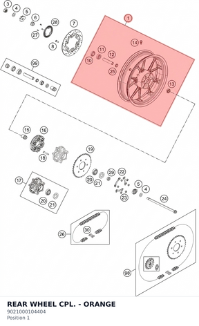 Diagram preview: REAR WHEEL CPL. - ORANGE (9021000104404)