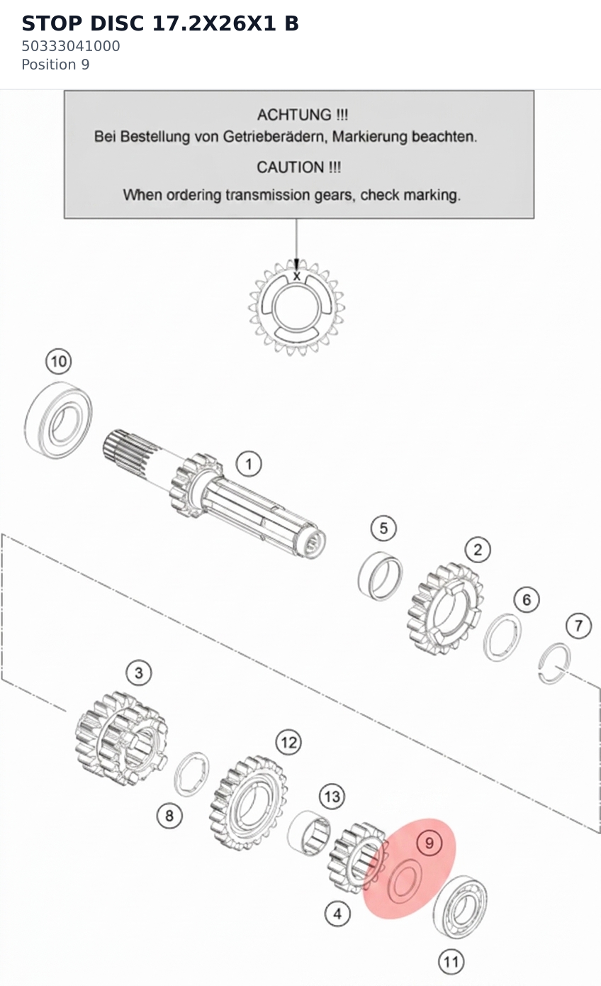 Diagram preview: STOP DISC 17.2X26X1 B (50333041000)