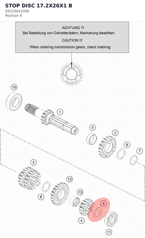 Diagram preview: STOP DISC 17.2X26X1 B (50333041000)
