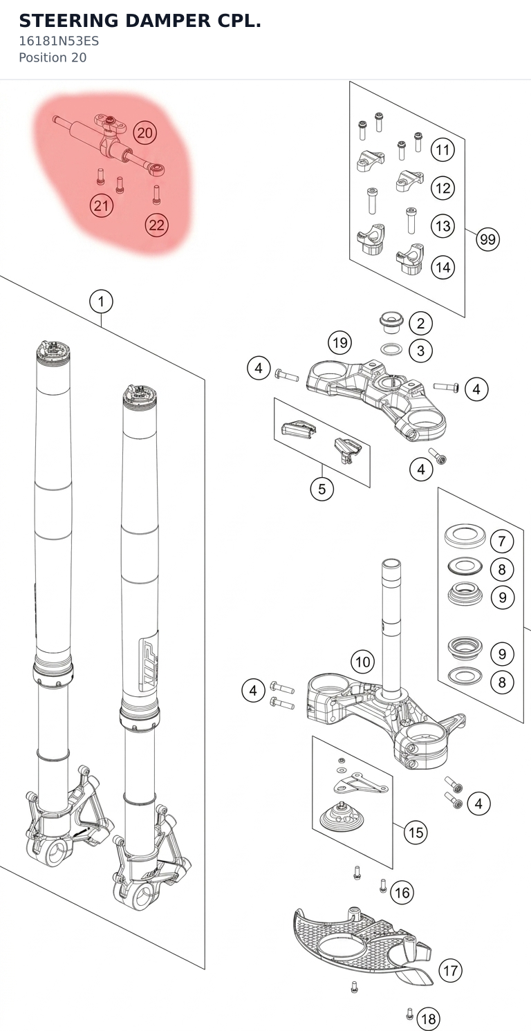 Diagram preview: STEERING DAMPER CPL. (16181N53ES)
