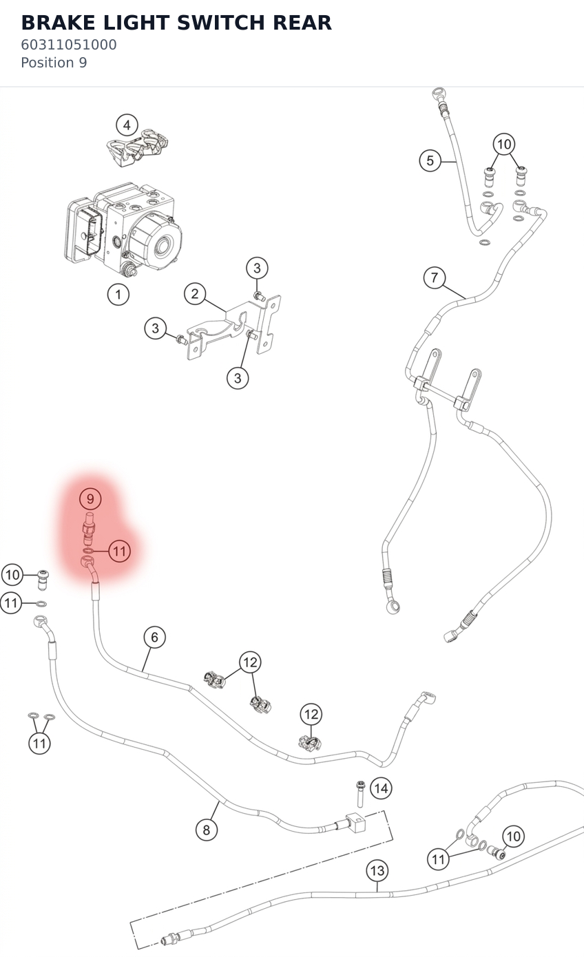 Diagram preview: BRAKE LIGHT SWITCH REAR (60311051000)