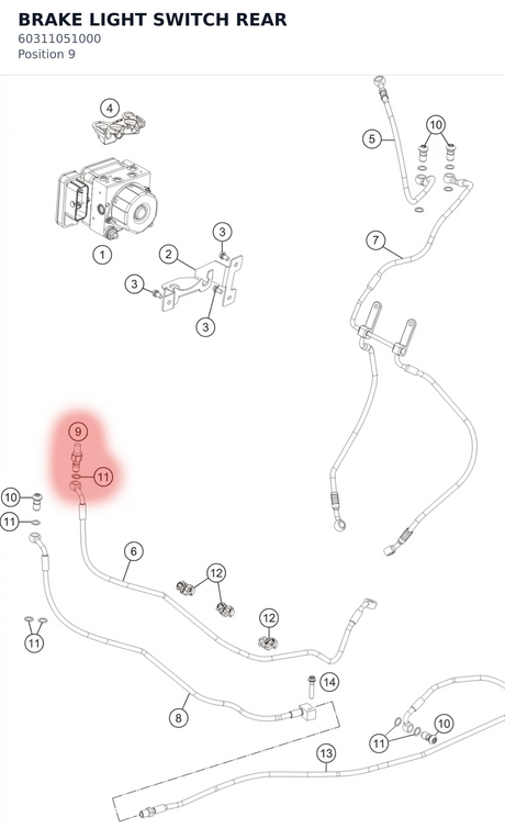 Diagram preview: BRAKE LIGHT SWITCH REAR (60311051000)