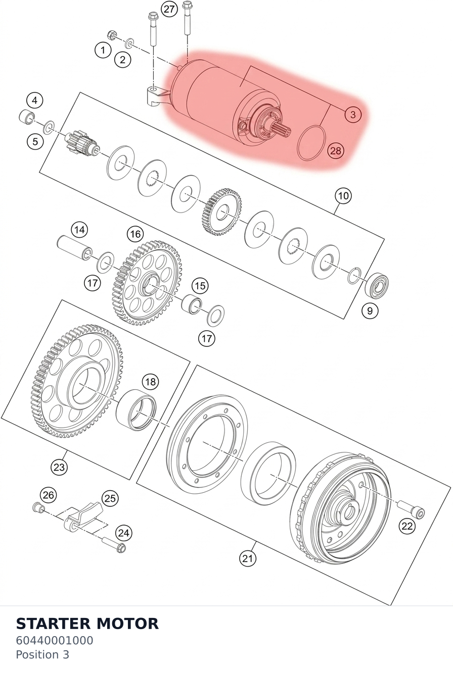 Diagram preview: STARTER MOTOR (60440001000)