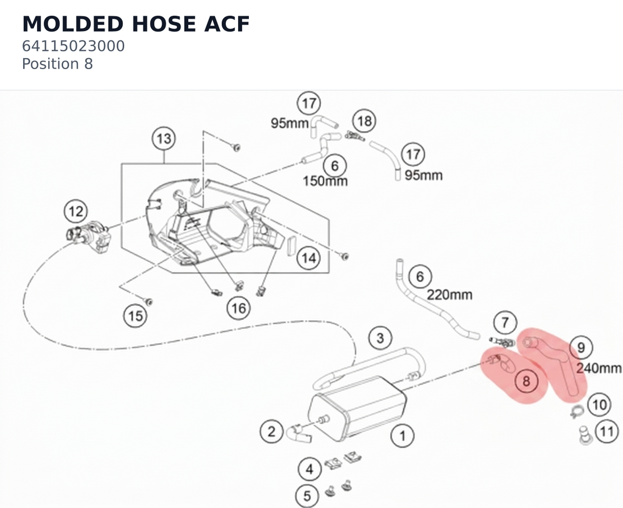 Diagram preview: MOLDED HOSE ACF (64115023000)