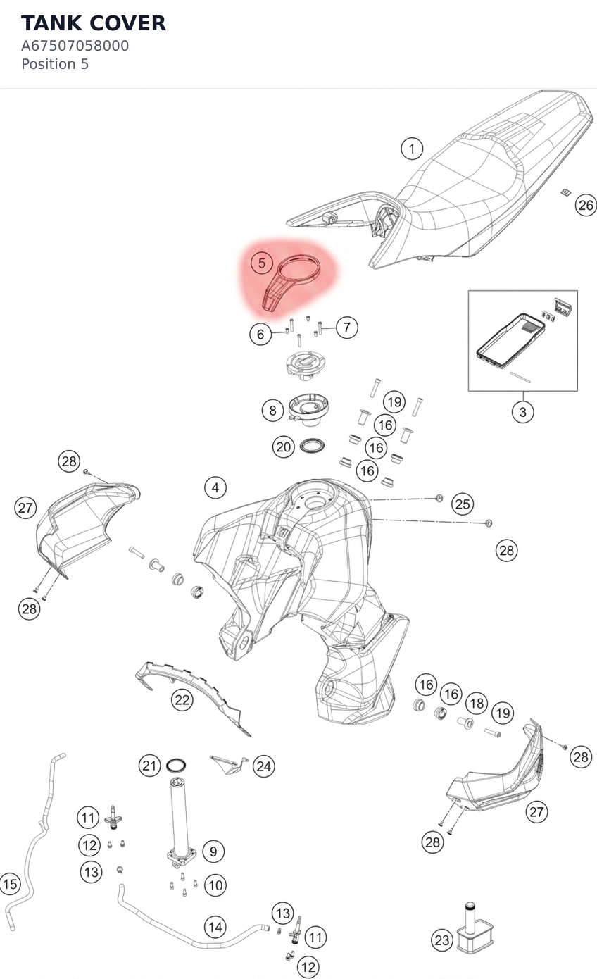 Diagram preview: TANK COVER (A67507058000)