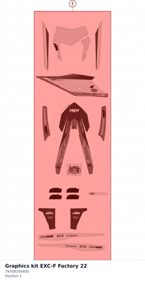 Diagram preview: Graphics kit EXC-F Factory 22 (79708199400)