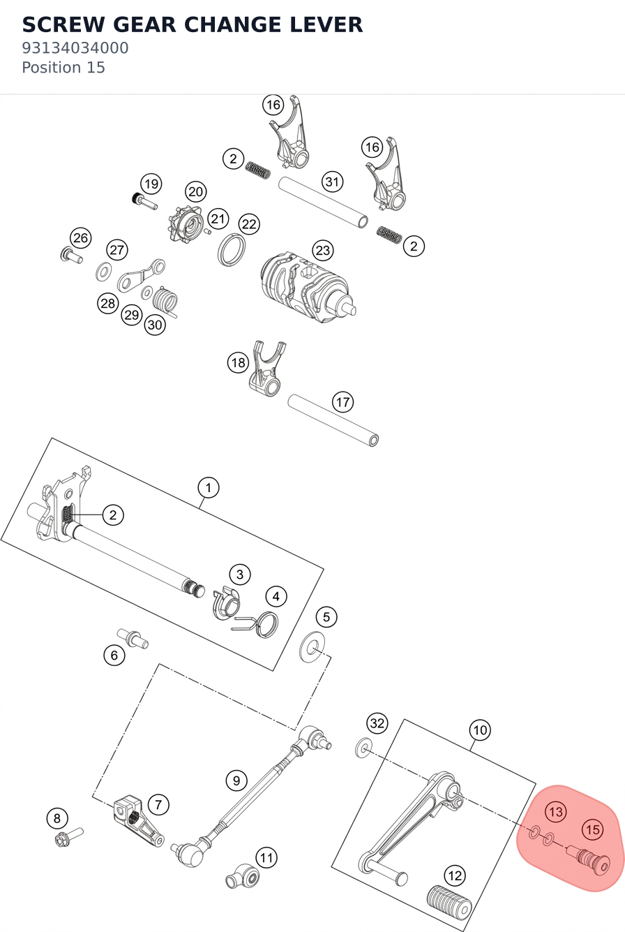 Diagram preview: SCREW GEAR CHANGE LEVER (93134034000)