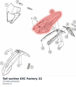 Diagram preview: Tail section EXC Factory 22 (79708013000EBA)
