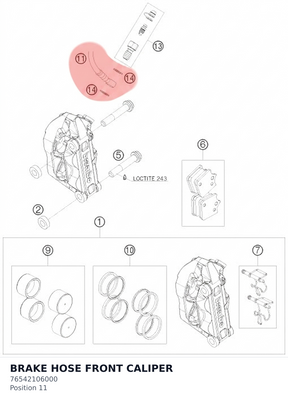 Diagram preview: BRAKE HOSE FRONT CALIPER (76542106000)