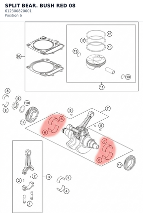 Diagram preview: SPLIT BEAR. BUSH RED        08 (612300820001)