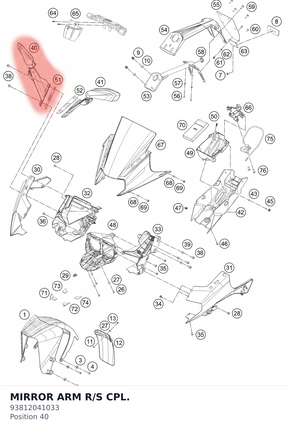 Diagram preview: MIRROR ARM R/S CPL. (93812041033)