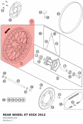 Diagram preview: REAR WHEEL ET 65SX     2012 (46210001144)