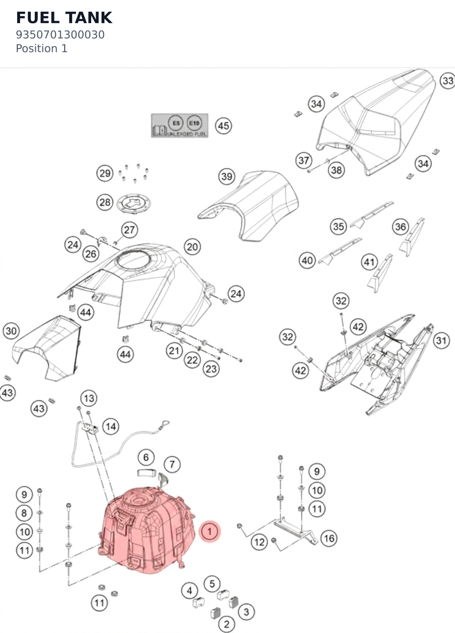 Diagram preview: FUEL TANK (9350701300030)