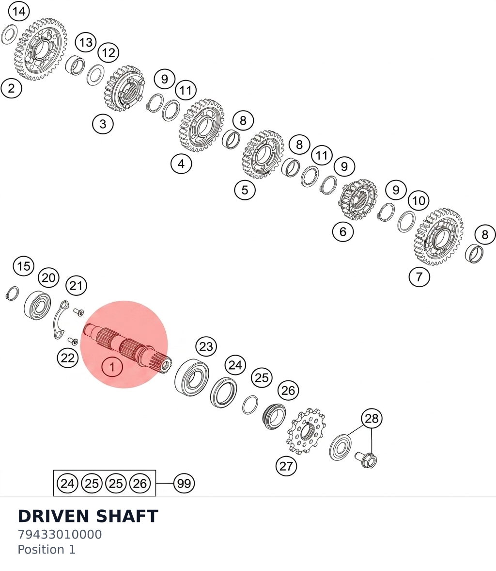 Diagram preview: DRIVEN SHAFT (79433010000)
