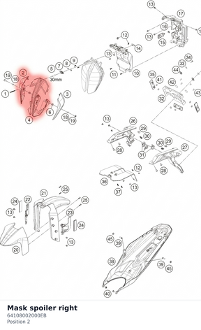 Diagram preview: Mask spoiler right (64108002000EB)