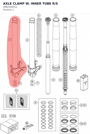 Diagram preview: AXLE CLAMP W. INNER TUBE R/S (48601082S1)