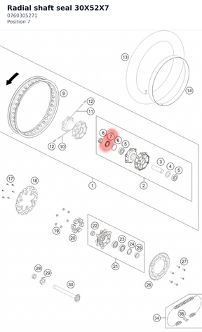 Diagram preview: Radial shaft seal 30X52X7 (0760305271)