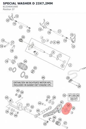 Diagram preview: SPECIAL WASHER D 23X7,2MM (61334041000)