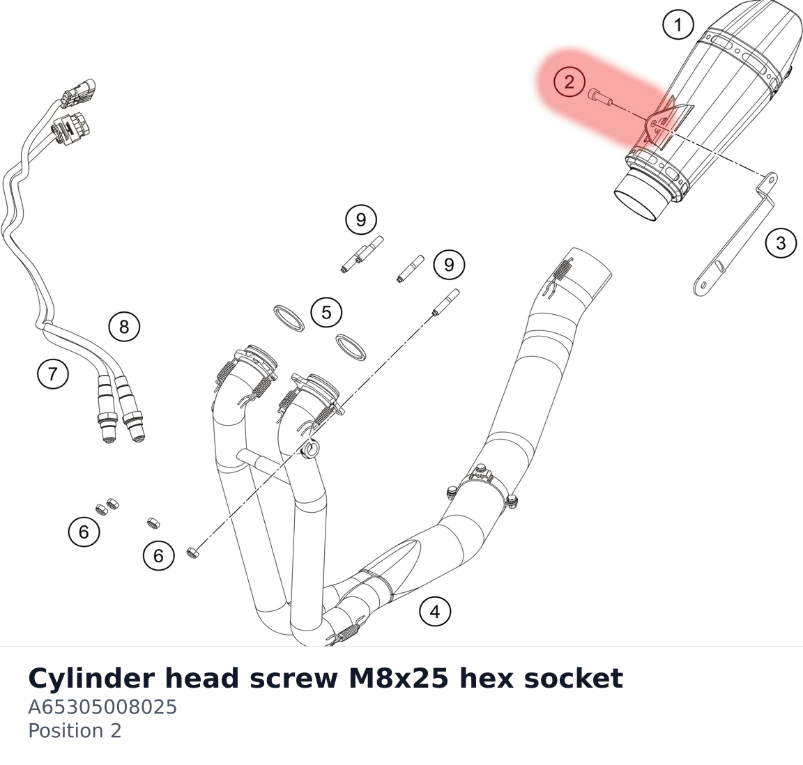 Diagram preview: Cylinder head screw M8x25 hex socket (A65305008025)