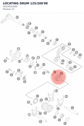 Diagram preview: LOCATING DRUM       125/200'98 (50334013000)