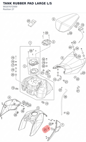 Diagram preview: TANK RUBBER PAD LARGE L/S (90107072000)