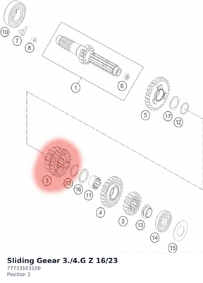 Diagram preview: Sliding Geear 3./4.G Z 16/23 (77733103100)