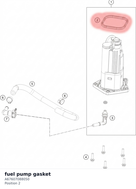 Diagram preview: fuel pump gasket (A67607088050)