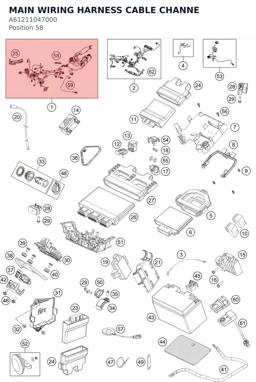 Diagram preview: MAIN WIRING HARNESS CABLE CHANNE (A61211047000)