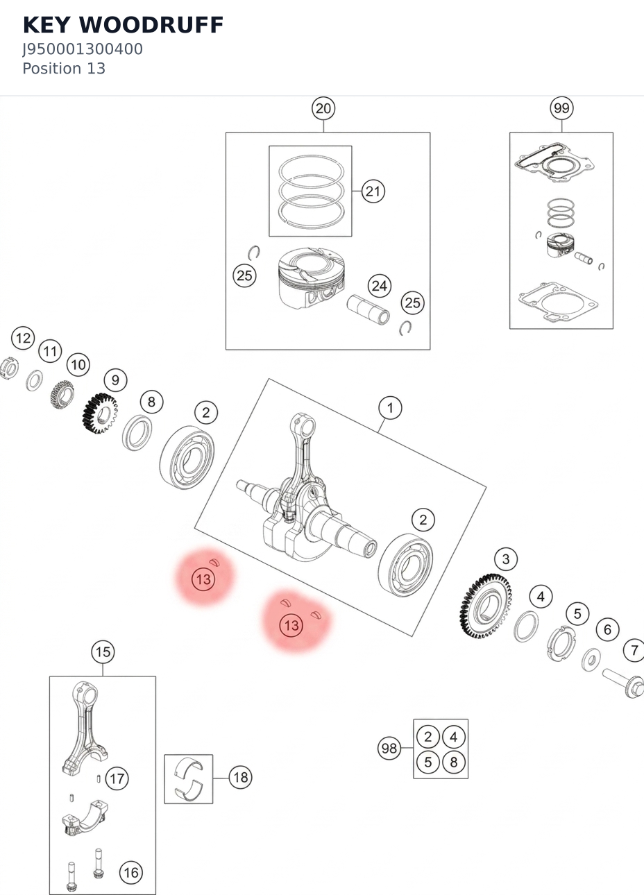Diagram preview: KEY WOODRUFF (J950001300400)