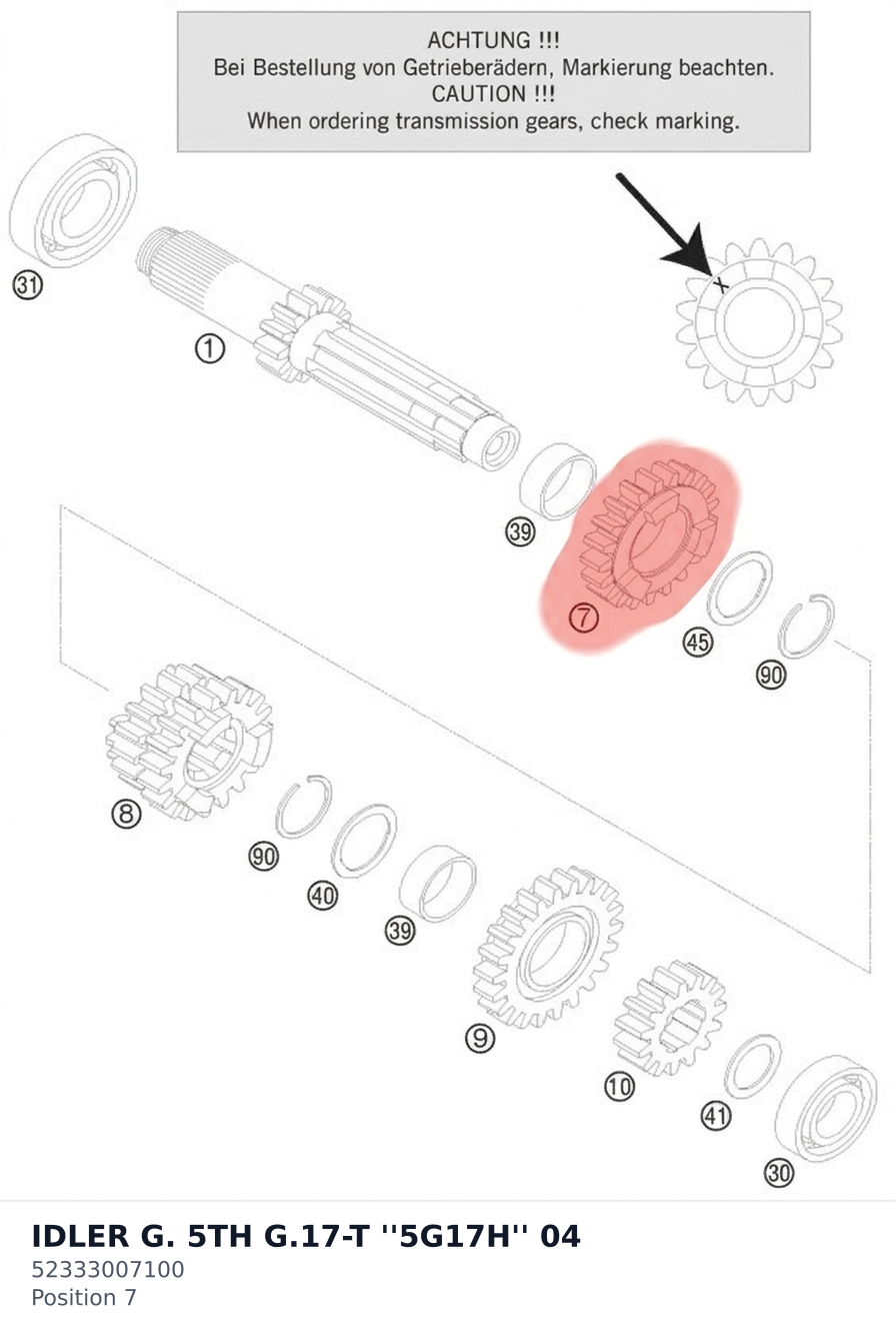 Diagram preview: IDLER G. 5TH G.17-T ''5G17H'' 04 (52333007100)