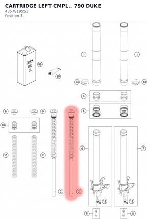 Diagram preview: CARTRIDGE LEFT CMPL.. 790 DUKE (43578195S1)