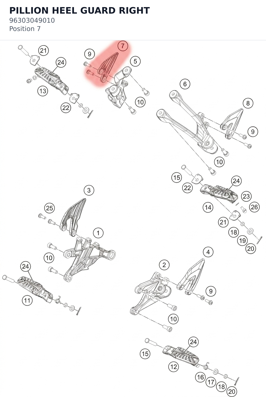 Diagram preview: PILLION HEEL GUARD RIGHT (96303049010)