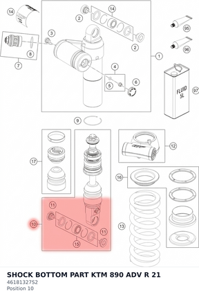 Diagram preview: SHOCK BOTTOM PART KTM 890 ADV R 21 (46181327S2)