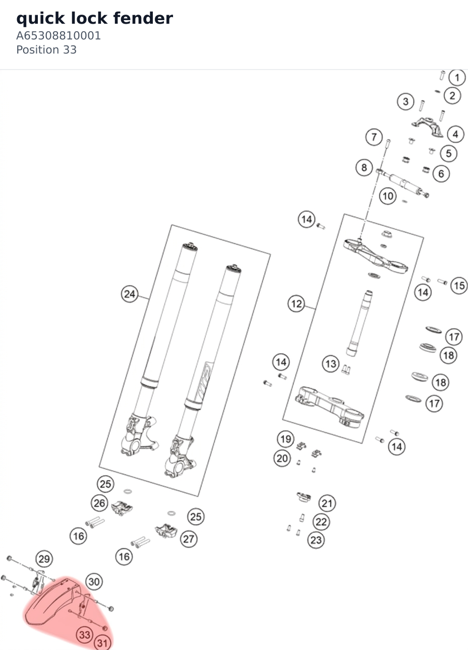 Diagram preview: quick lock fender (A65308810001)