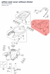 Diagram preview: pillion seat cover without sticker (64107955166EB)