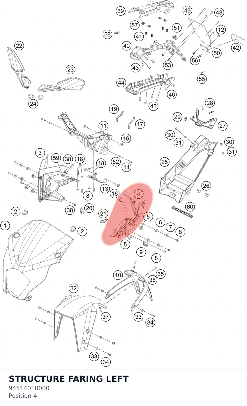 Diagram preview: STRUCTURE FARING LEFT (94514010000)