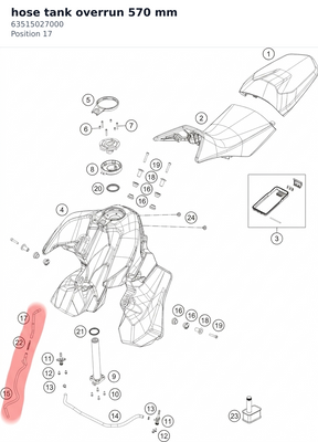 Diagram preview: hose tank overrun 570 mm (63515027000)