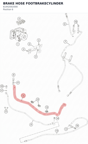 Diagram preview: BRAKE HOSE FOOTBRAKECYLINDER (61442002000)