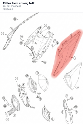 Diagram preview: Filter box cover, left (79106105000ABF)