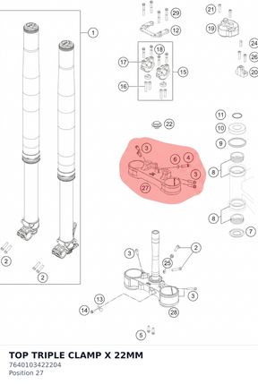 Diagram preview: TOP TRIPLE CLAMP    X 22MM (7640103422204)