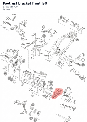 Diagram preview: Footrest bracket front left (93003038000)