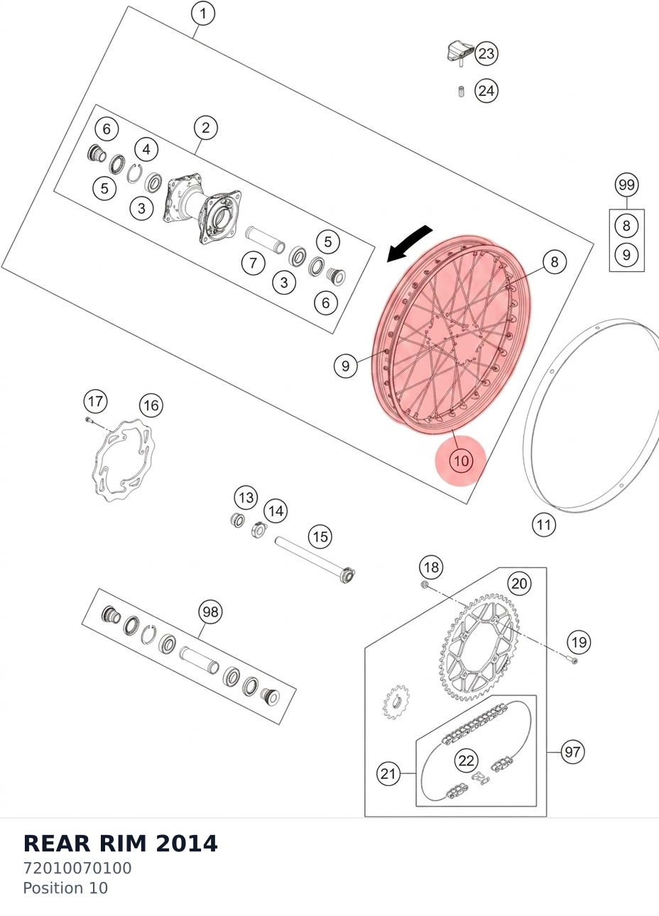 Diagram preview: REAR RIM                  2014 (72010070100)