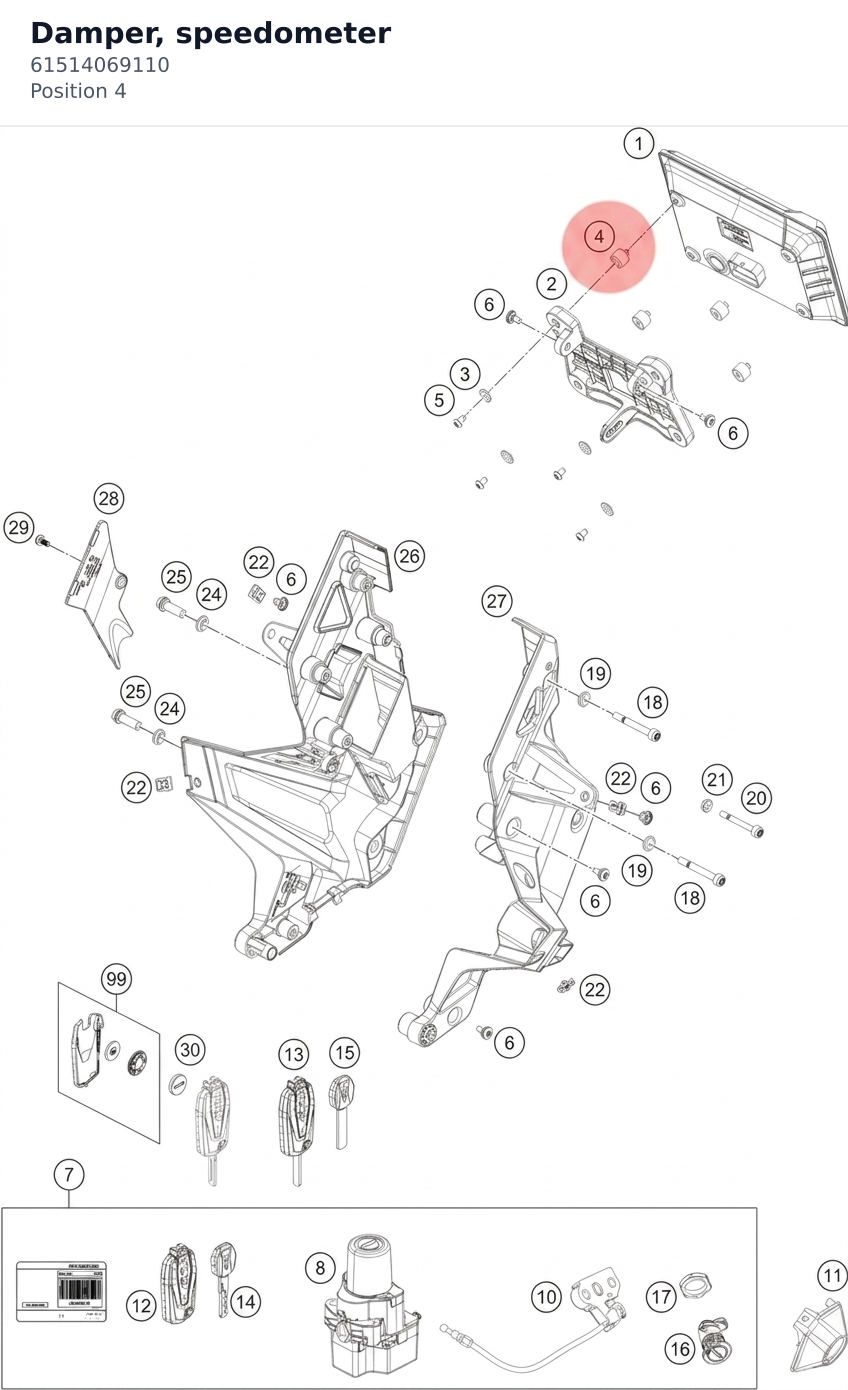 Diagram preview: Damper, speedometer (61514069110)