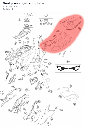 Diagram preview: Seat passenger complete (61607047000)